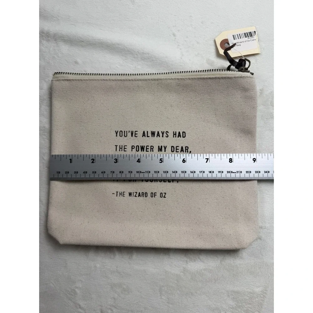 The Wizard of Oz Quote‎ Canvas Zipper Pouch Quote Makeup Bag Cream Natural NEW